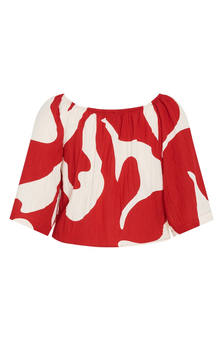 City Chic Maiya Printed Button-Up Top, Alternate, color, Red Abstract