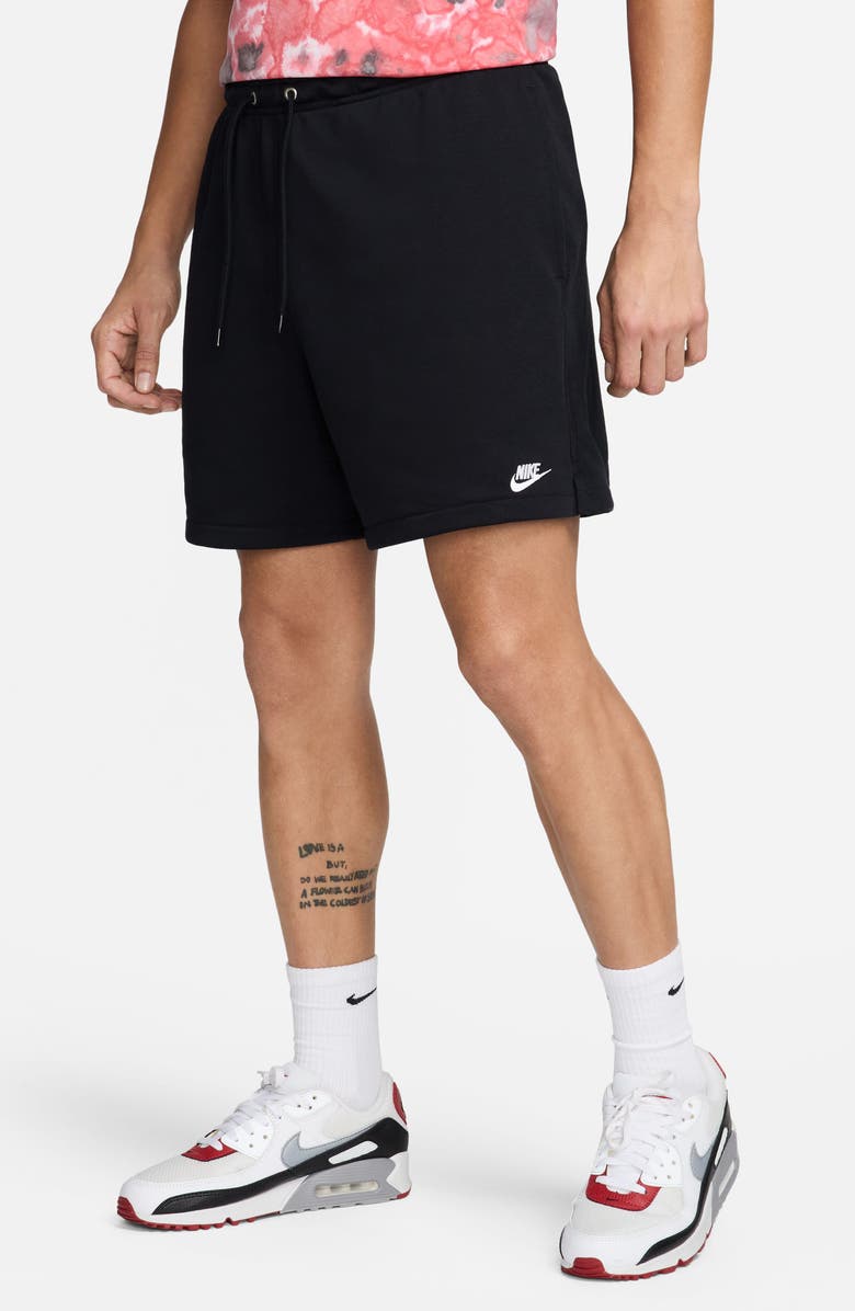 Nike Club French Terry Flow Shorts, Main, color, Black/ Black/ White
