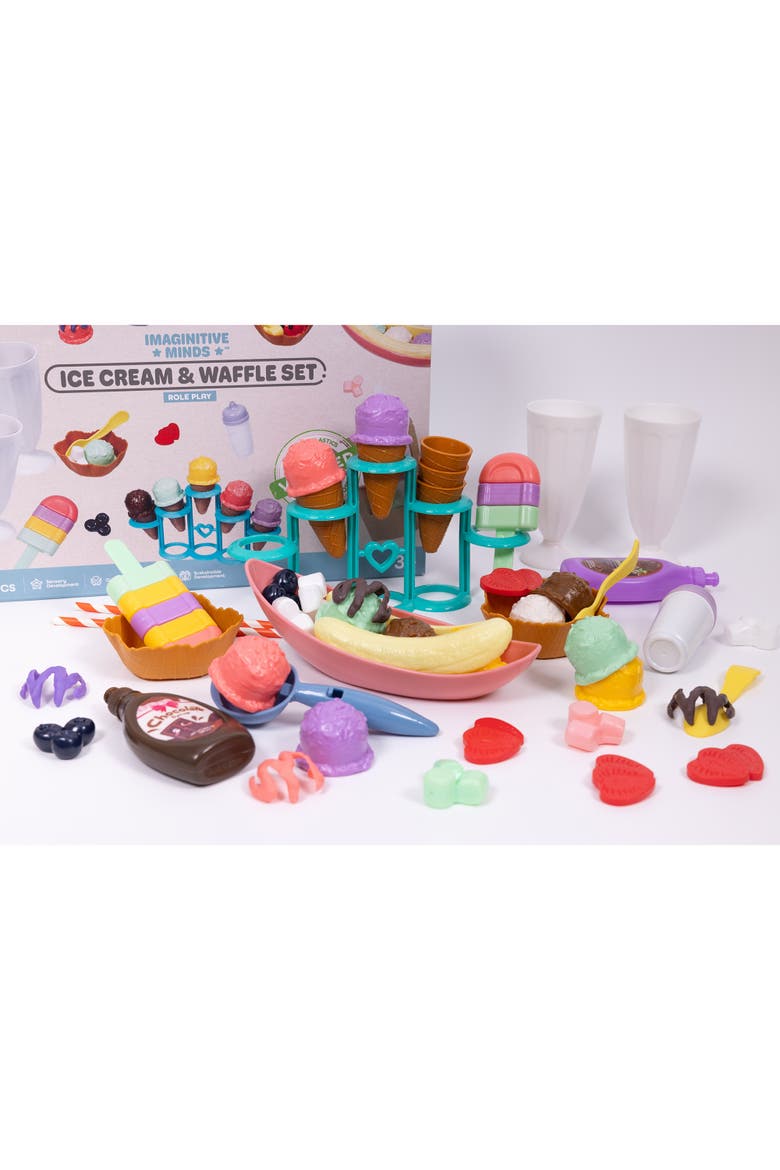 Ice Cream Waffle Set 56Pc Toy 3+, Alternate, color, Multicolored