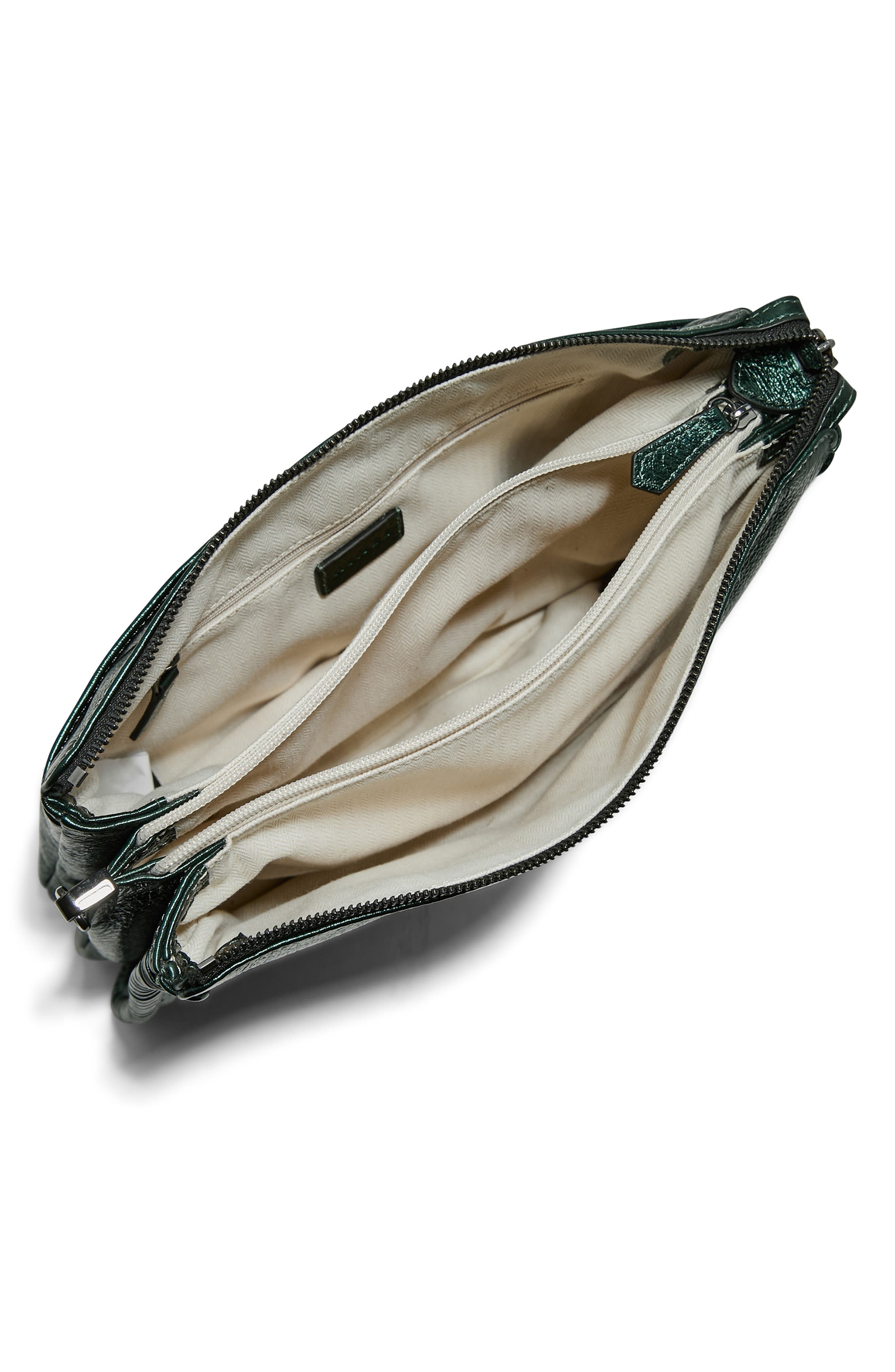 Famous Leather Large Crossbody Bag, Alternate, color, METALLIC FOREST