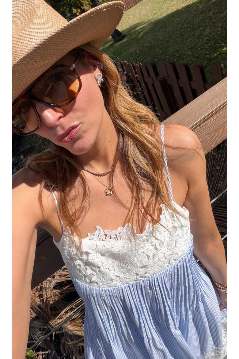 Juniper Lace Combo Seersucker Dress, Alternate, color, Light Blue/White