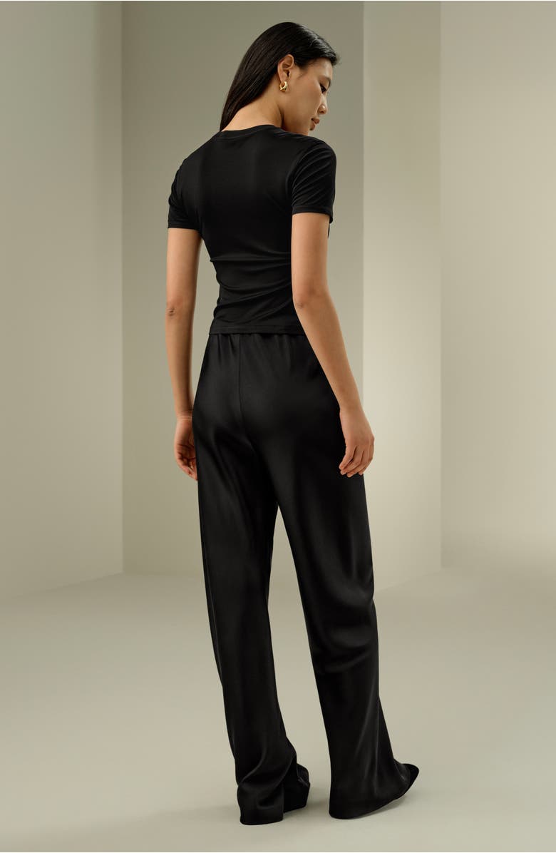 Lilysilk Slim Fitted Silk Jersey Tee, Alternate, color, Black