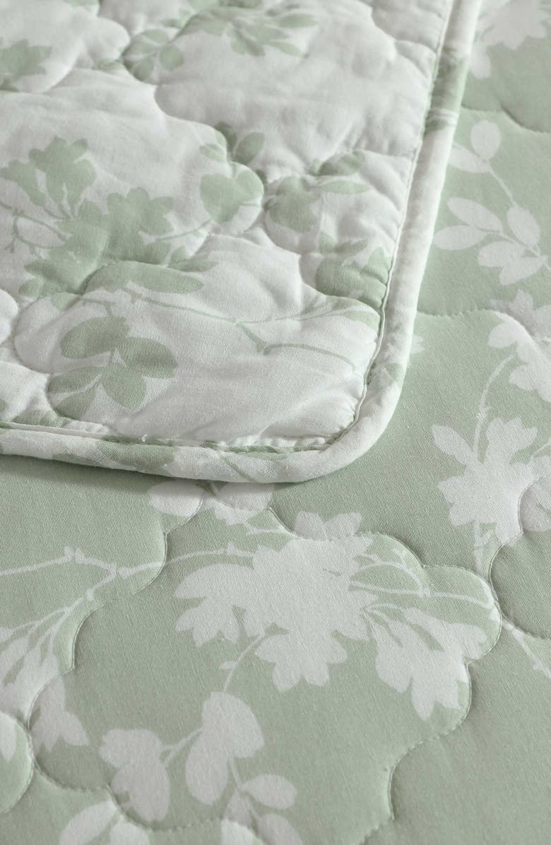 Laura Ashley Adorabelle 3-Piece Queen Quilt & Sham Set, Main, color, Green
