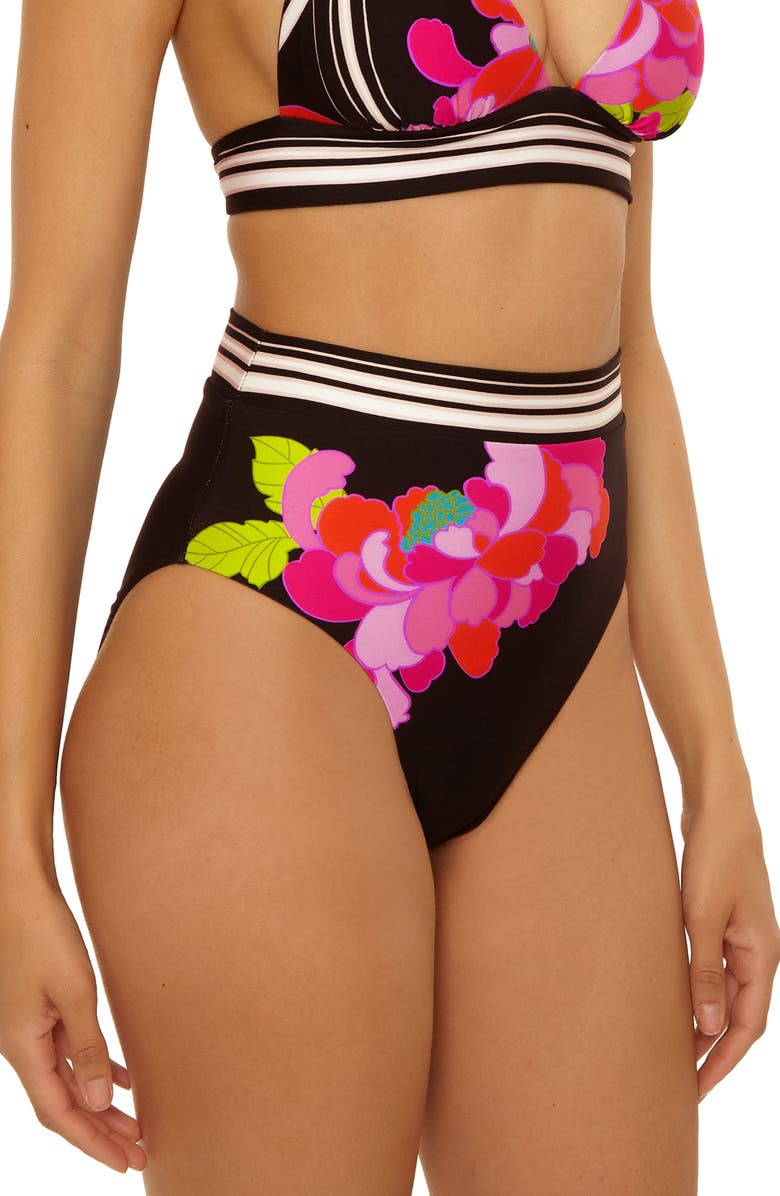 Trina Turk Bougainvillea Reversible High Waist Bikini Bottoms, Alternate, color, Multi