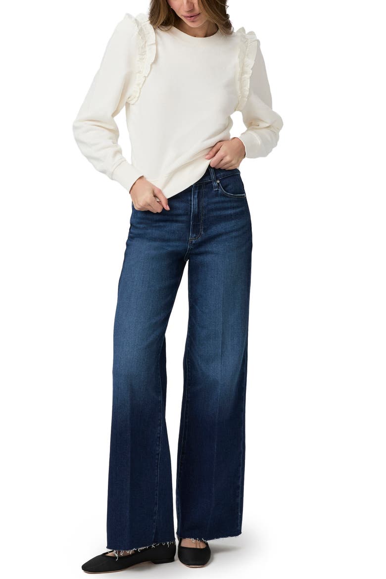 Alfirs Ruffle Accent Cotton Sweatshirt, Alternate, color, IVORY