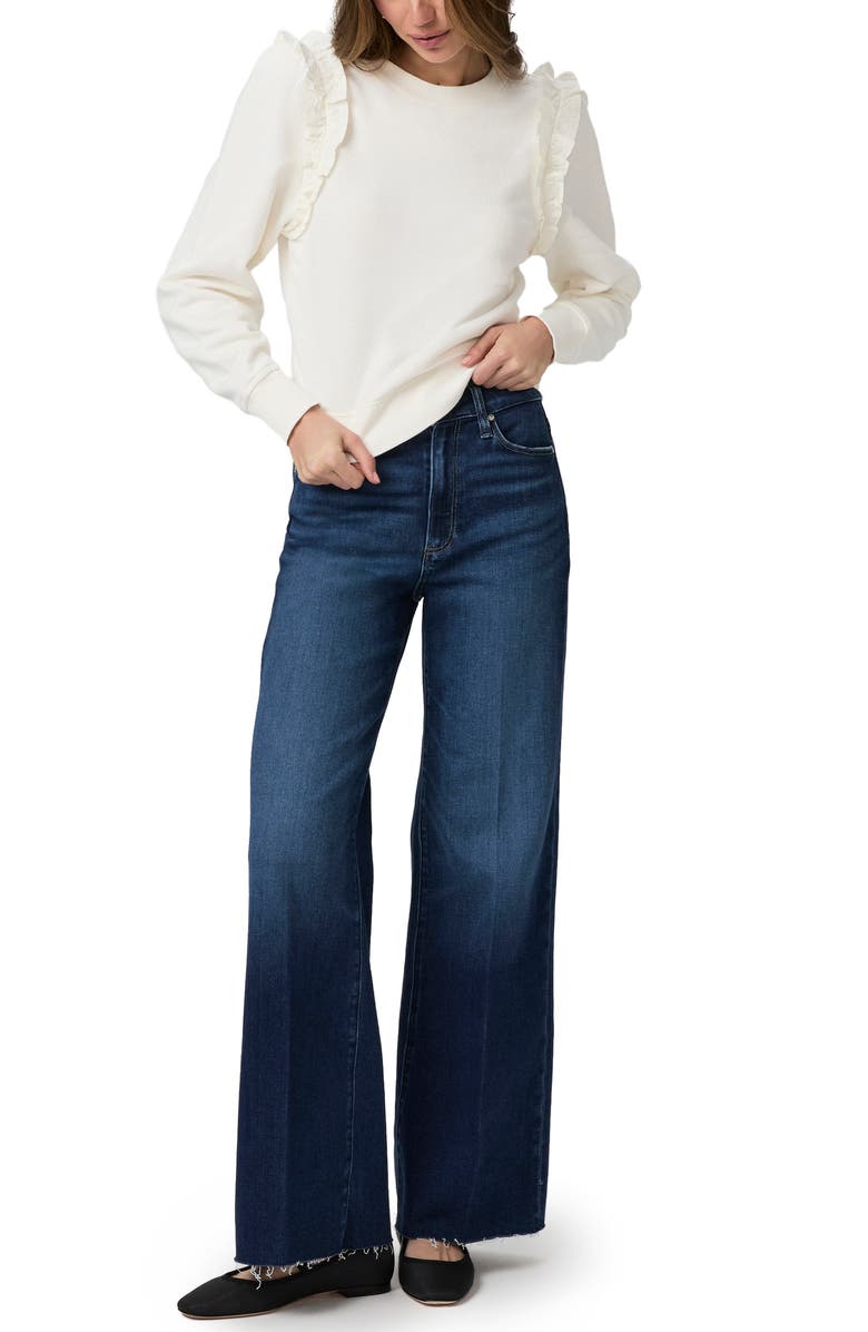 PAIGE Alfirs Ruffle Accent Cotton Sweatshirt, Alternate, color, Ivory