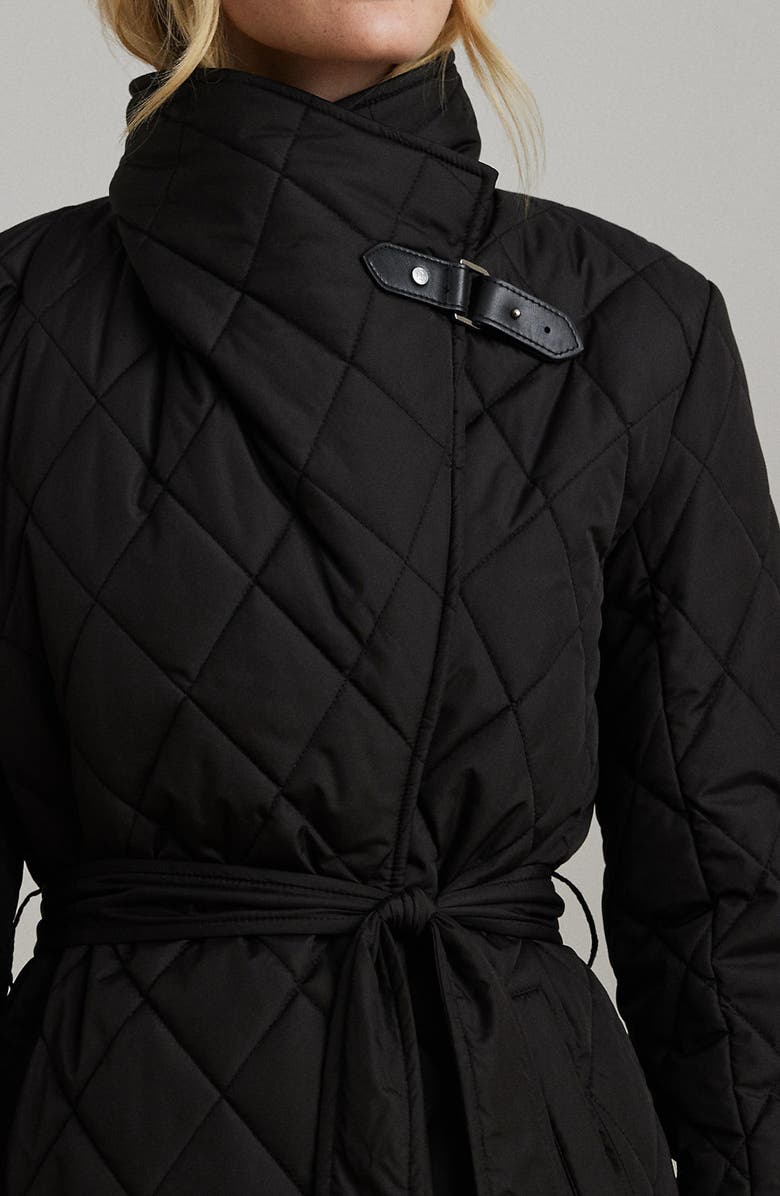 Lauren Ralph Lauren Quilted Long Wrap Jacket, Alternate, color, Black