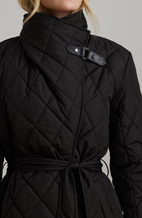 Ralph Lauren Lauren  Quilted Long Wrap Jacket In Black