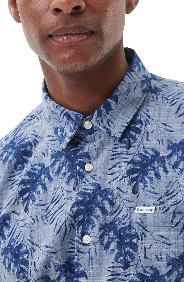 Barbour Copgrave Leaf Print Short Sleeve Cotton Button-Up Shirt, Alternate, color, 