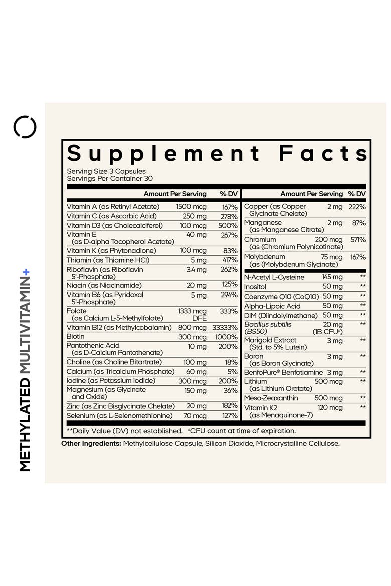 Methylated Multivitamin+, B-Vitamins & Minerals, CoQ10, DIM, Probiotics, Benfotiamine, Alternate, color, white