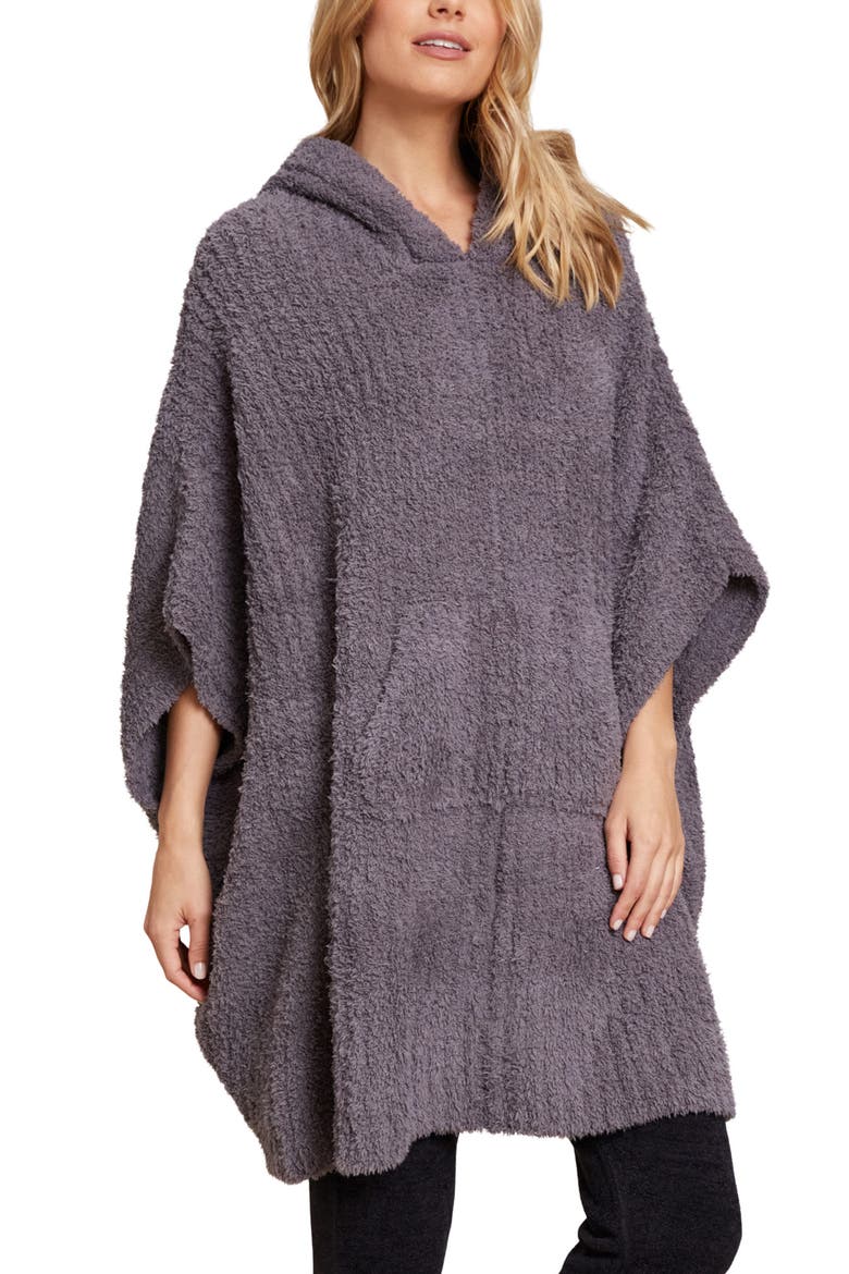 CozyChic® Ribbed Hooded Poncho, Main, color, CARBON