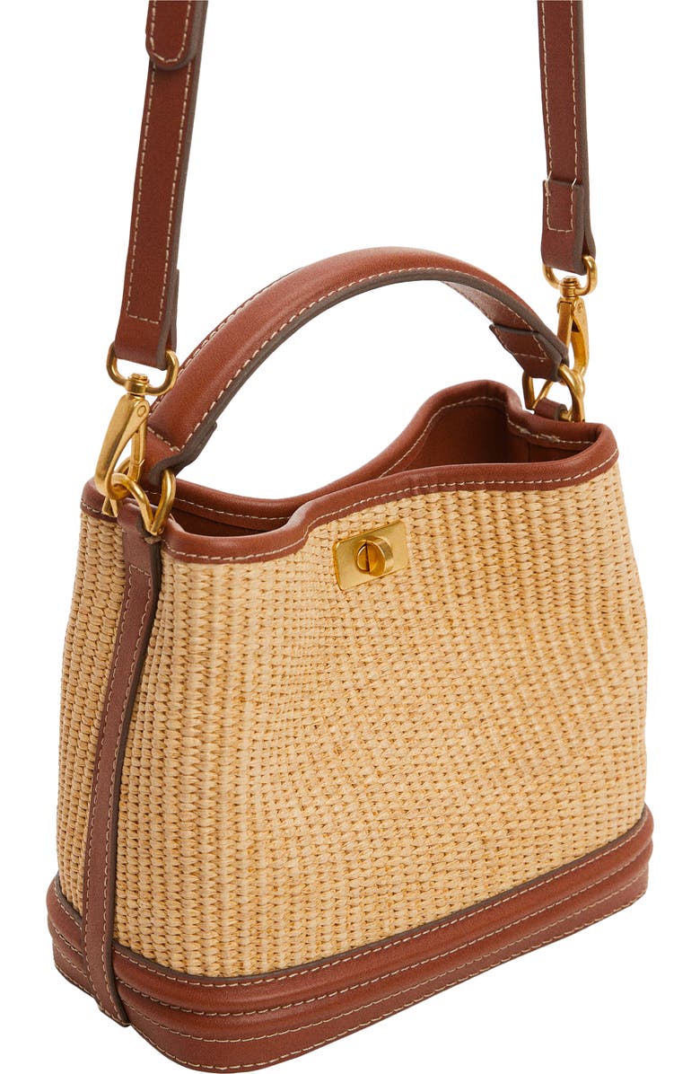MANGO Raffia Effect Bucket Bag, Alternate, color,