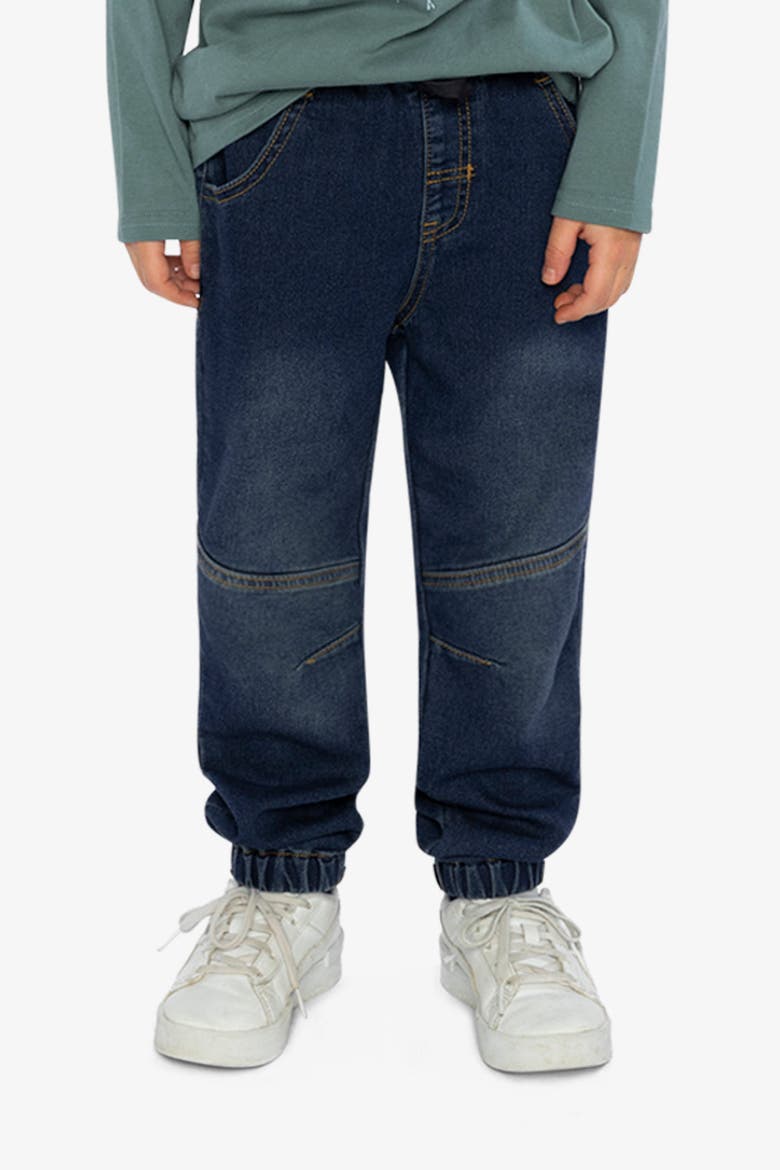 French Terry Denim Relaxed Jogger Pants, Alternate, color, Navy Blue Denim