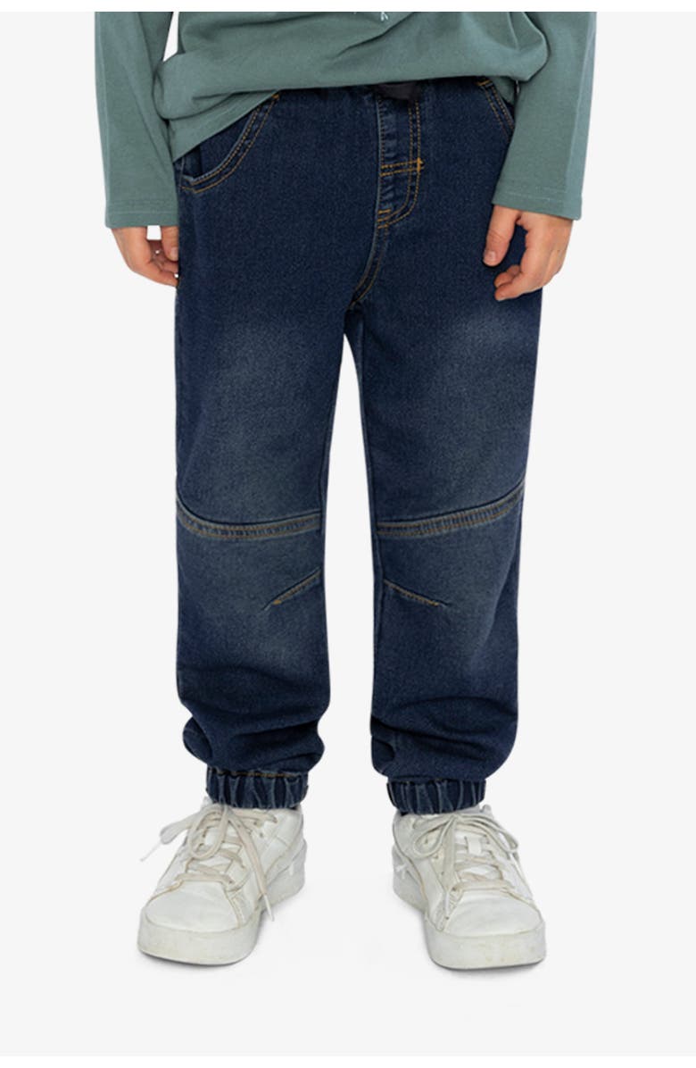 Deux par Deux French Terry Denim Relaxed Jogger Pants, Alternate, color, Navy Blue Denim