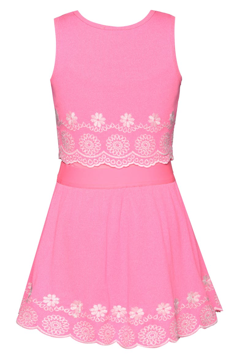 Kids' Embroidered Twofer Dress, Alternate, color, NEON PINK