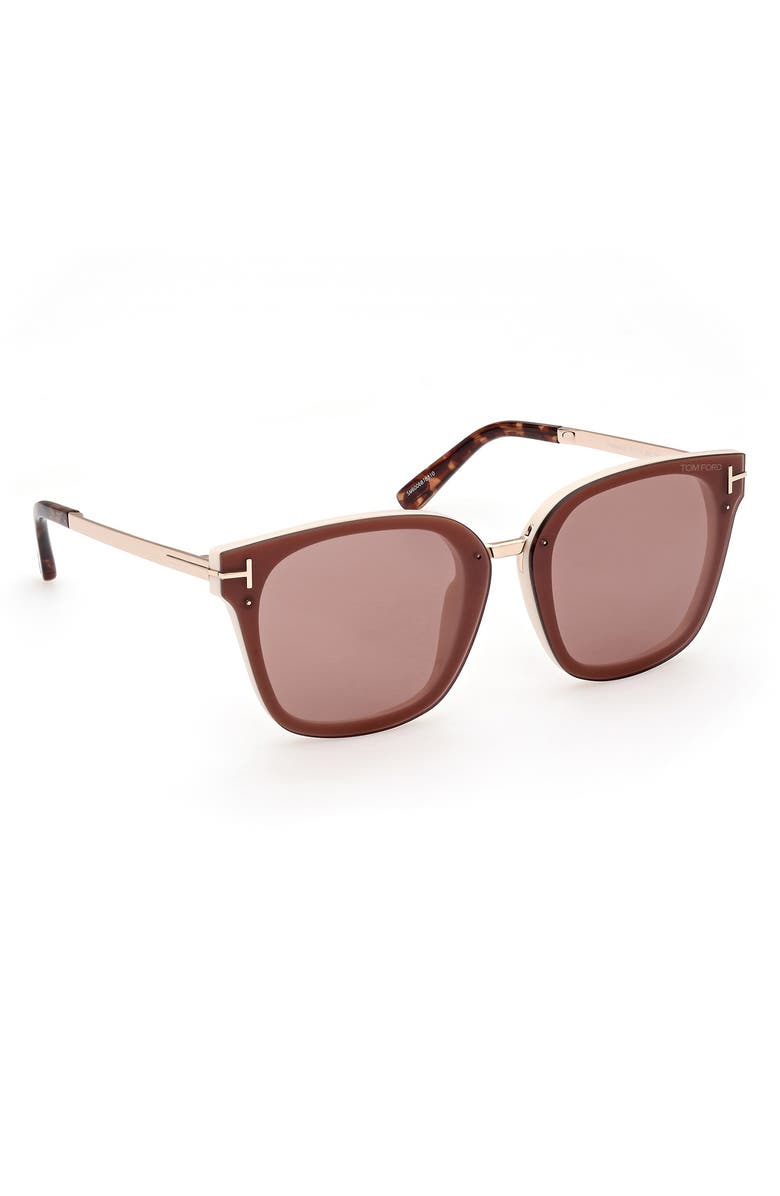 TOM FORD 68mm Round Sunglasses, Alternate, color, Ivory / Brown