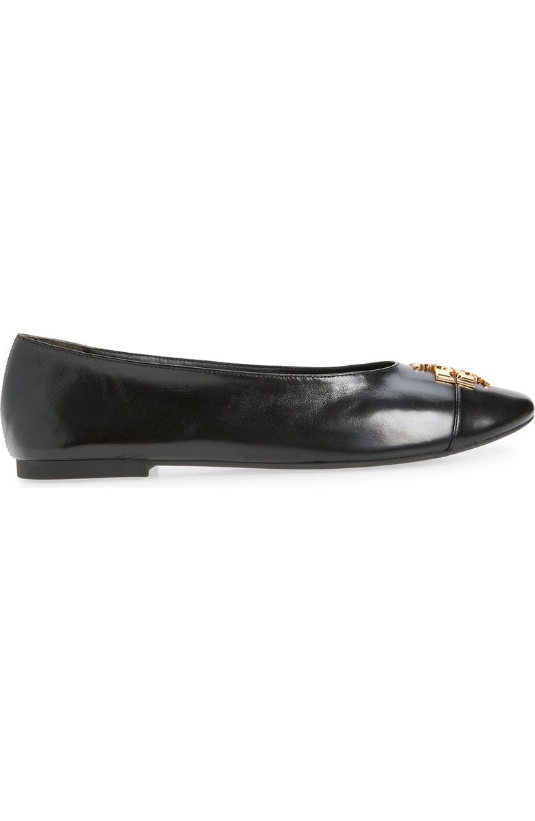Tory Burch Charlie Cap Toe Ballet Flat, Alternate, color, Perfect Black / Gold
