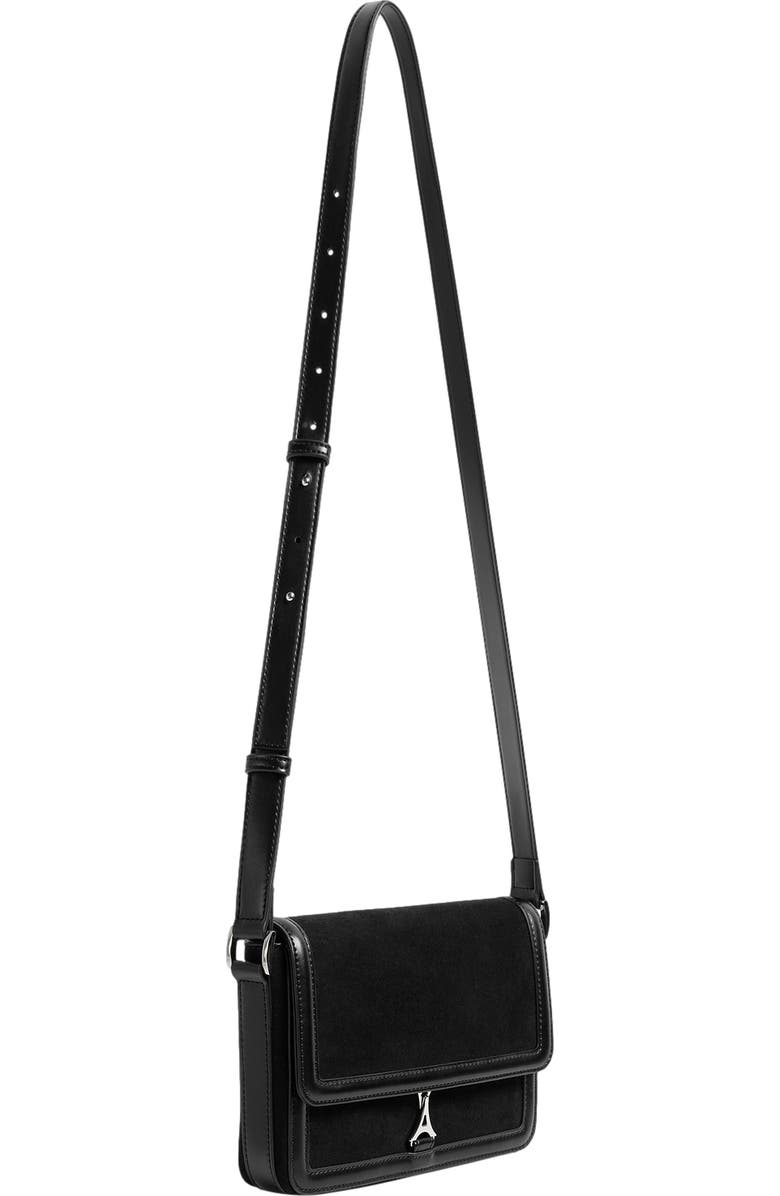 Manière De Voir Suede & Leather Crossbody Bag, Alternate, color, Black