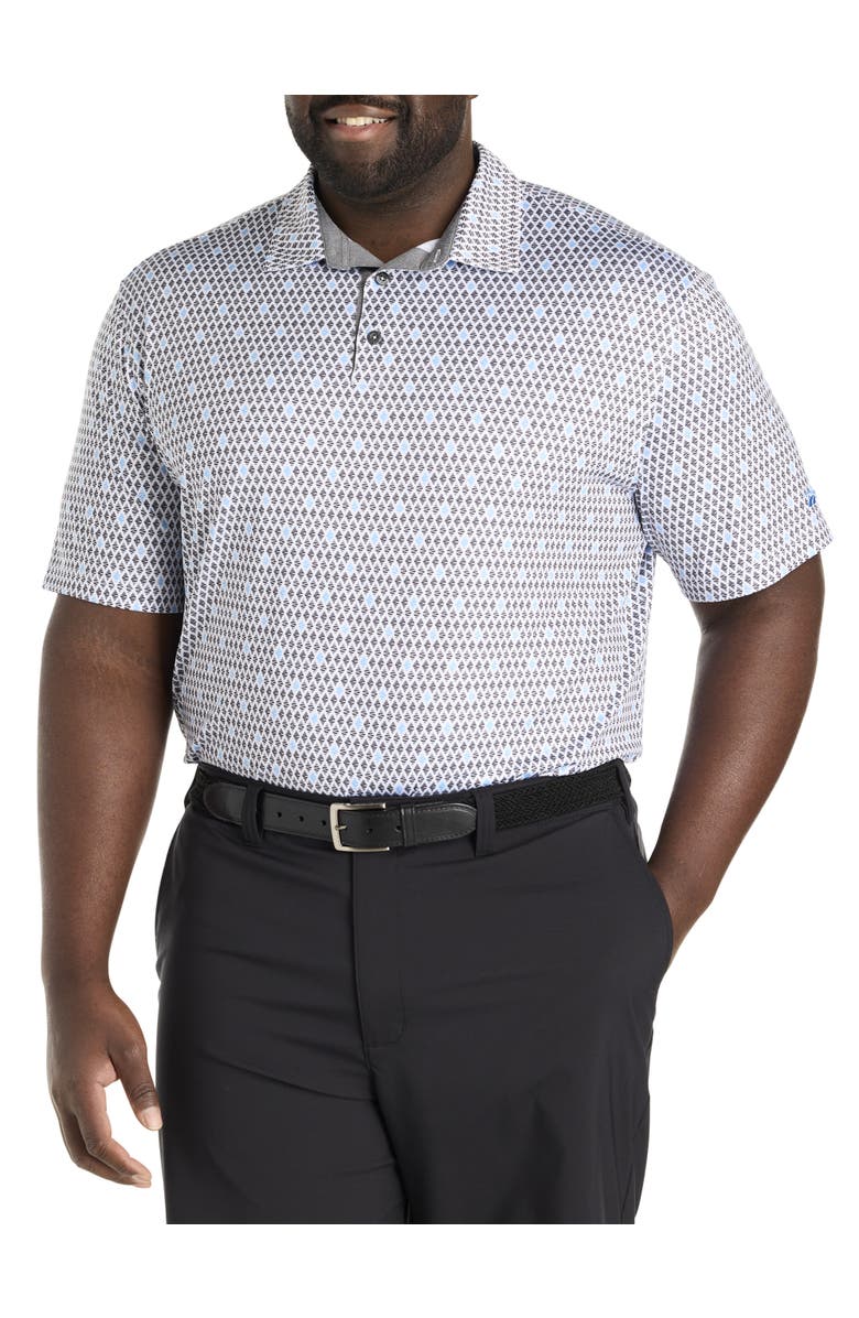 Reebok Big & Tall Contrast Diamond Print Polo Shirt, Main, color, Recovery Blue