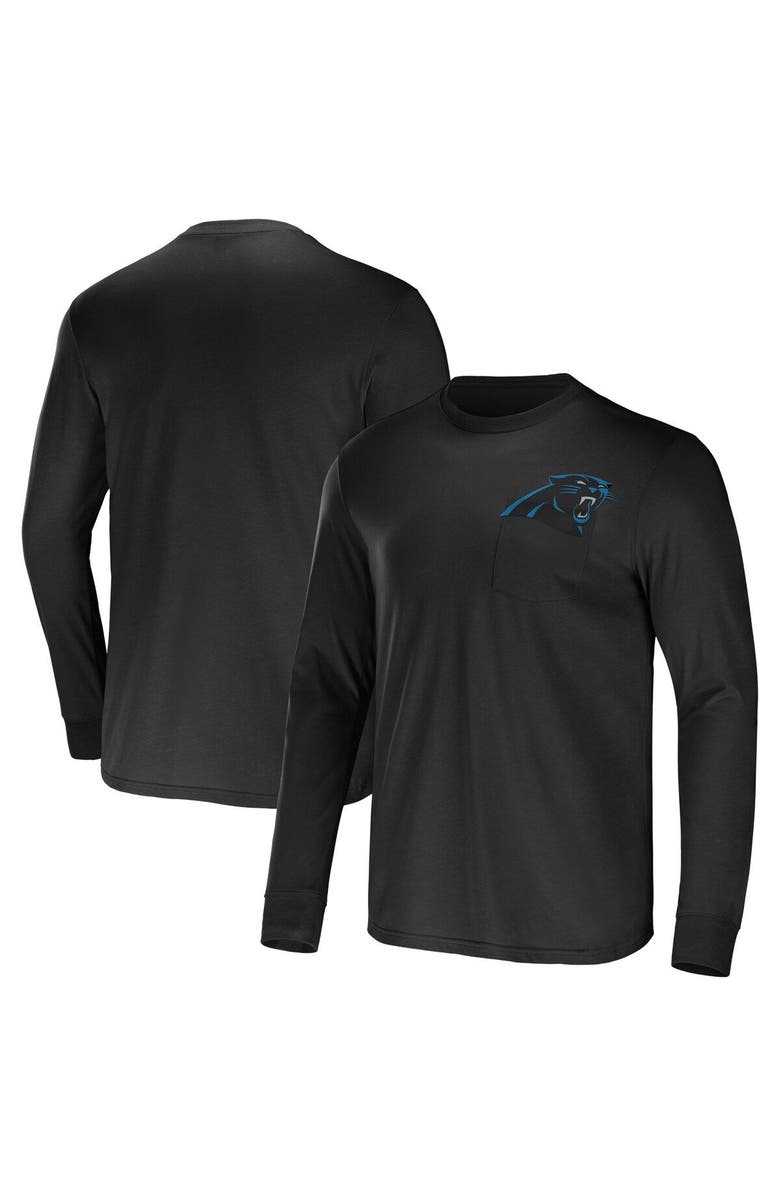 NFL X DARIUS RUCKER Men's NFL x Darius Rucker Collection by Fanatics Black Carolina Panthers Team Long Sleeve Pocket T-Shirt, Main, color, Black