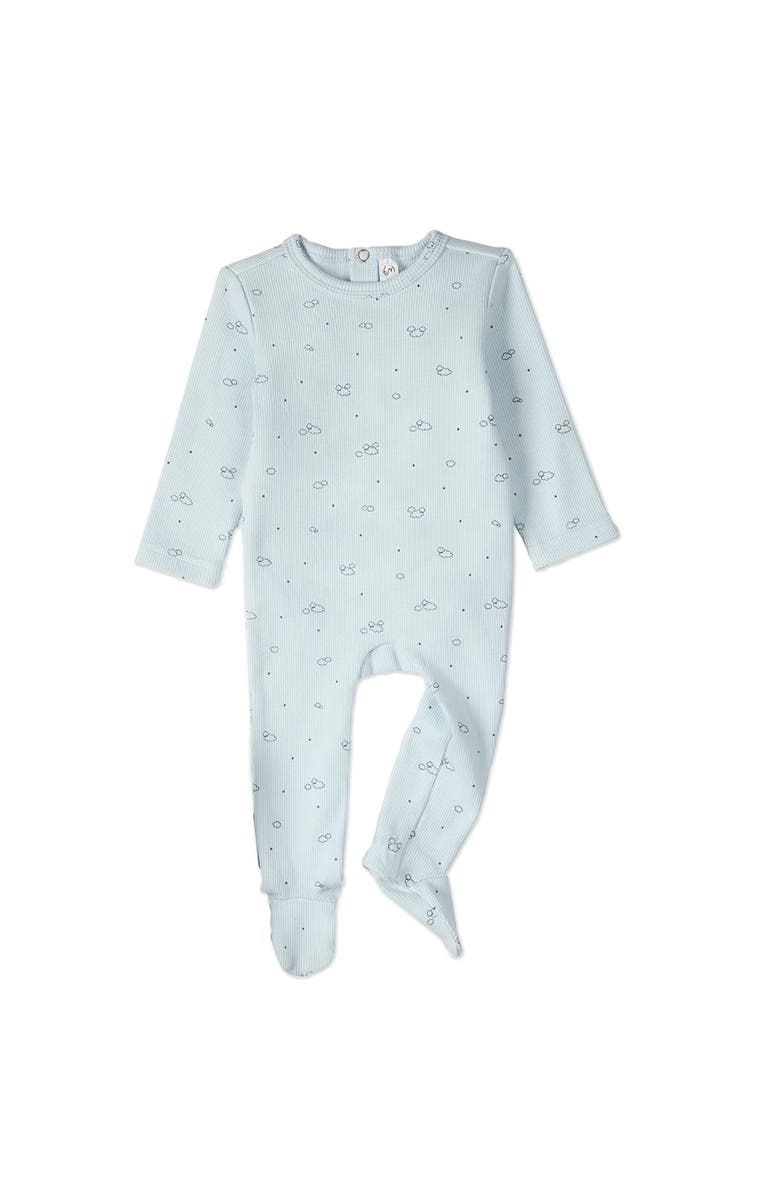 MiniMoi Cotton Rich Mini-Ribbed Footie, Main, color, Blue