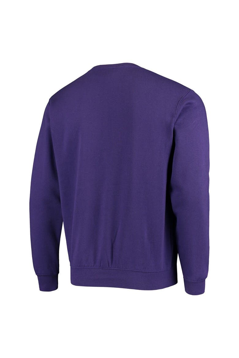 Men's Colosseum Purple James Madison Dukes Arch & Logo Tackle Twill Pullover Sweatshirt, Alternate, color, Purple