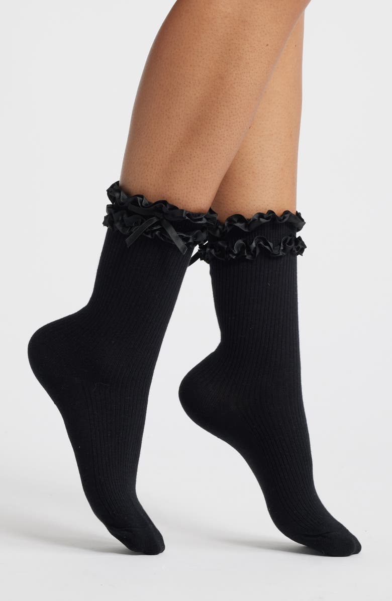 Casa Clara Alila Ruffle Ankle Socks, Main, color, Black