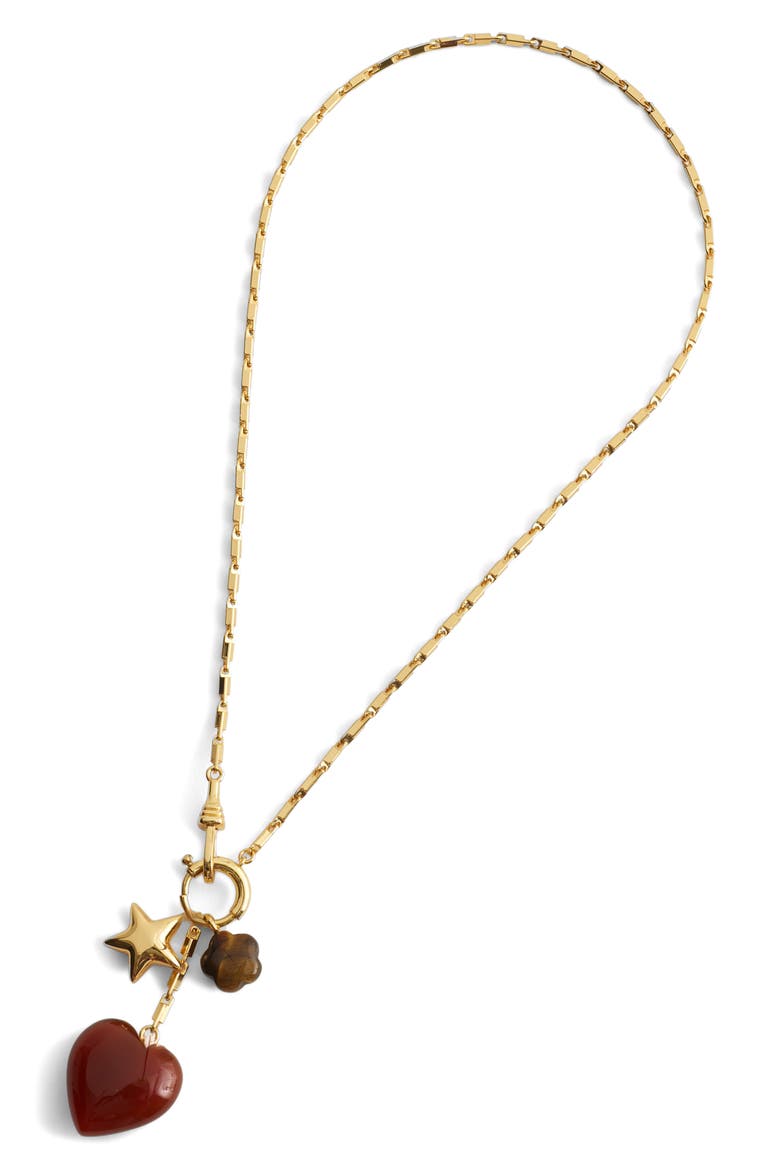 Bar Watch Chain Charm Necklace, Main, color, ANTIQUE GOLD