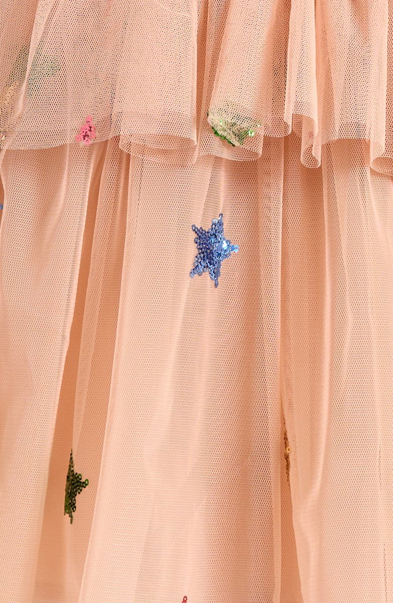 Ava & Yelly Kids' Sequin Star Tulle Tutu Dress, Alternate, color, Tan
