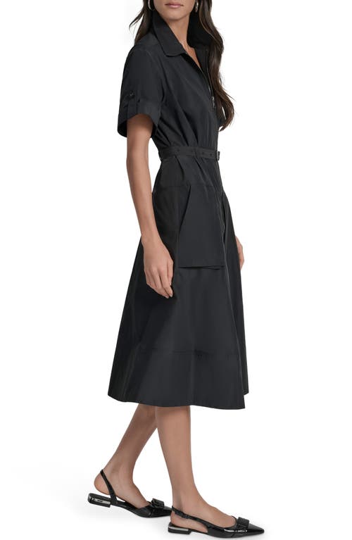 Dkny Zip Front Cargo Dress In Black