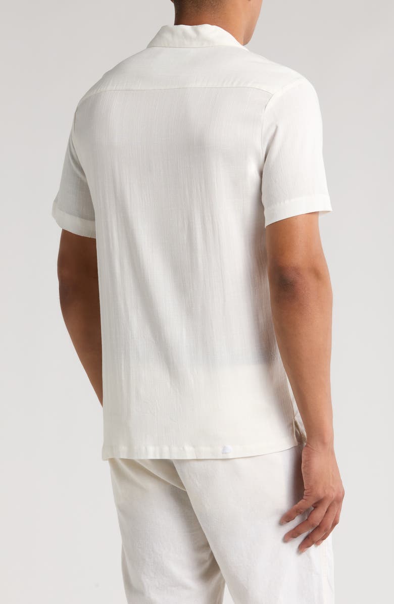 DENIM AND FLOWER Short Sleeve Camp Shirt, Alternate, color, Off White