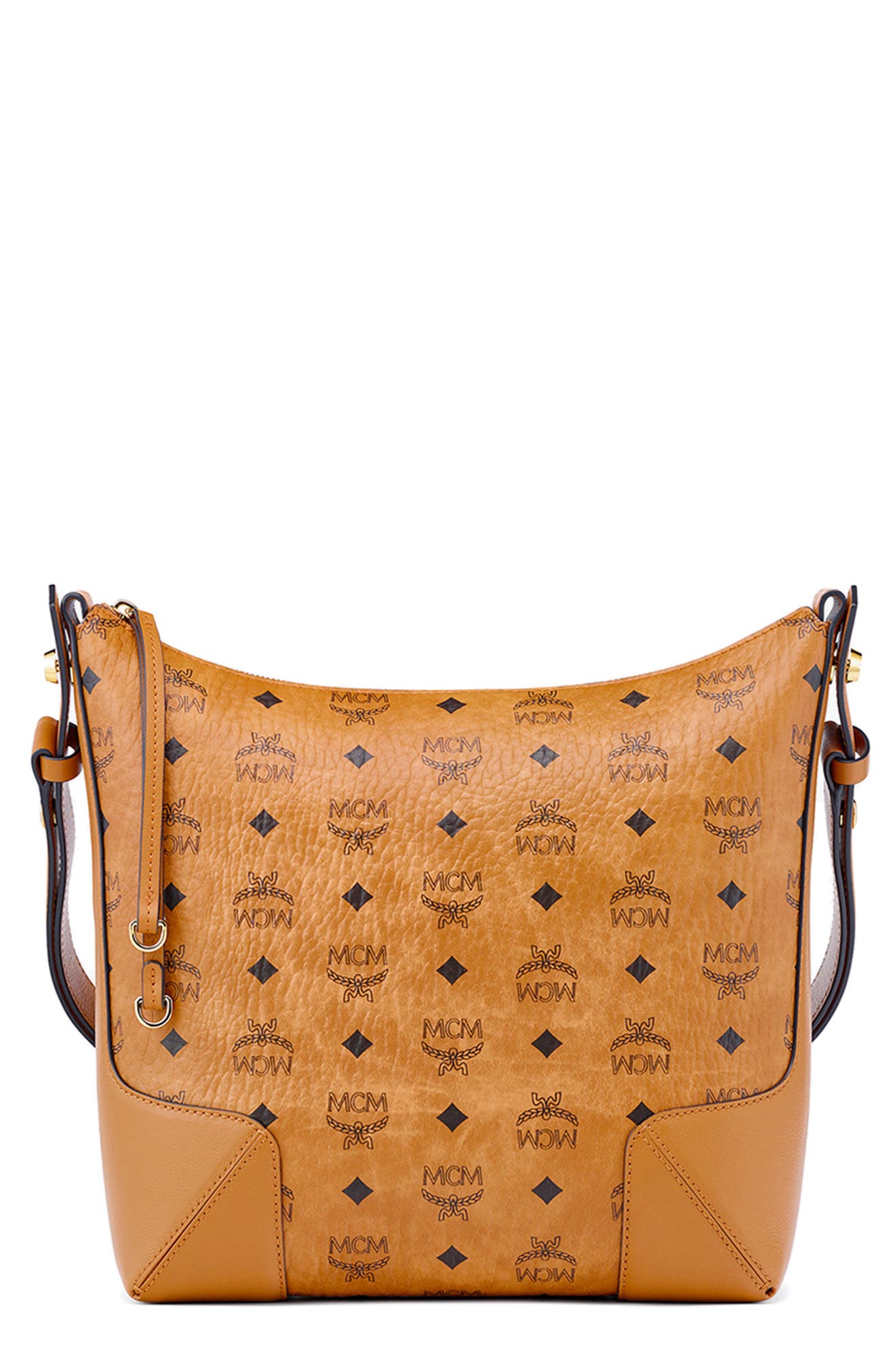 Large Klara Visetos Coated Canvas Hobo Bag, Main, color, COGNAC