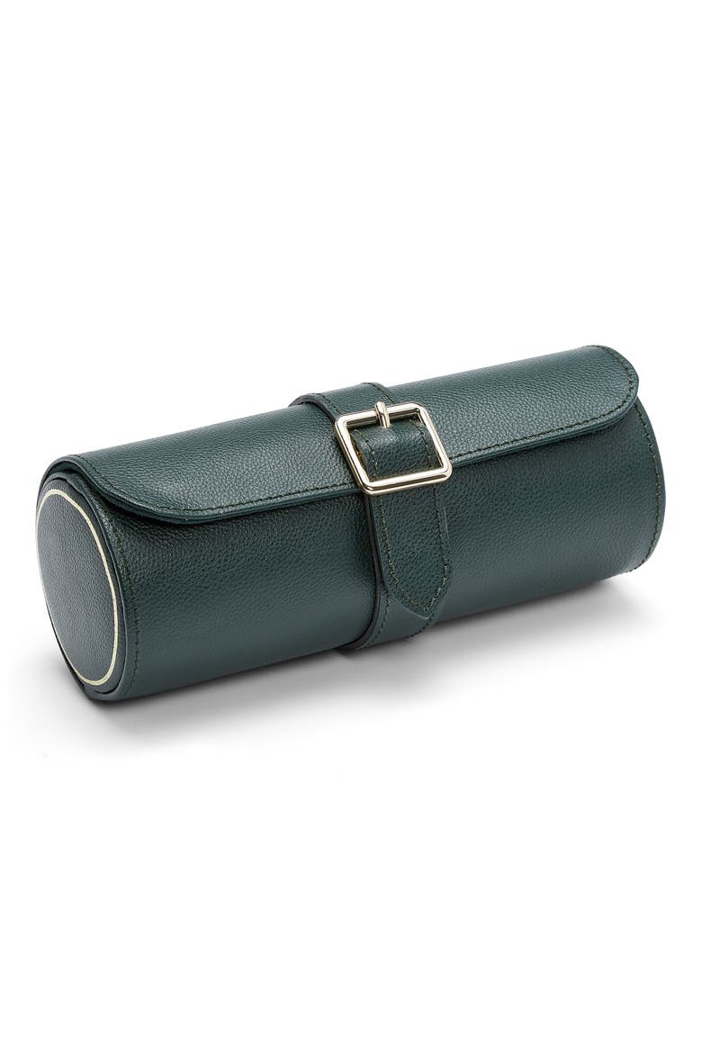 British Racing Green Triple Watch Roll, Main, color, GREEN