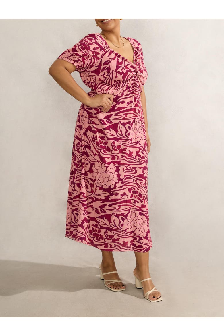 Floral Short Sleeve Dress, Alternate, color, Pink