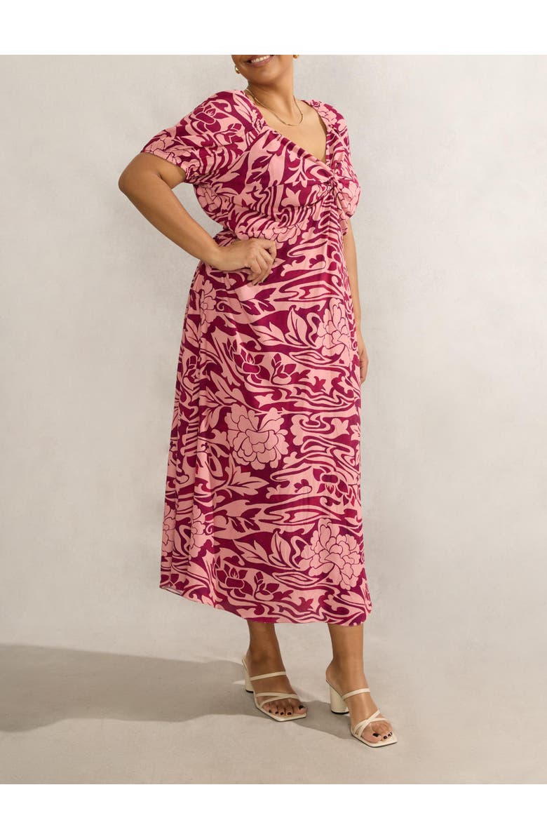 Live Unlimited Floral Short Sleeve Dress, Alternate, color, Pink