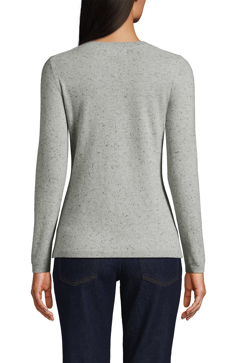 Lands' End Plus Size Cashmere Sweater, Alternate, color, Gray/Black Donegal