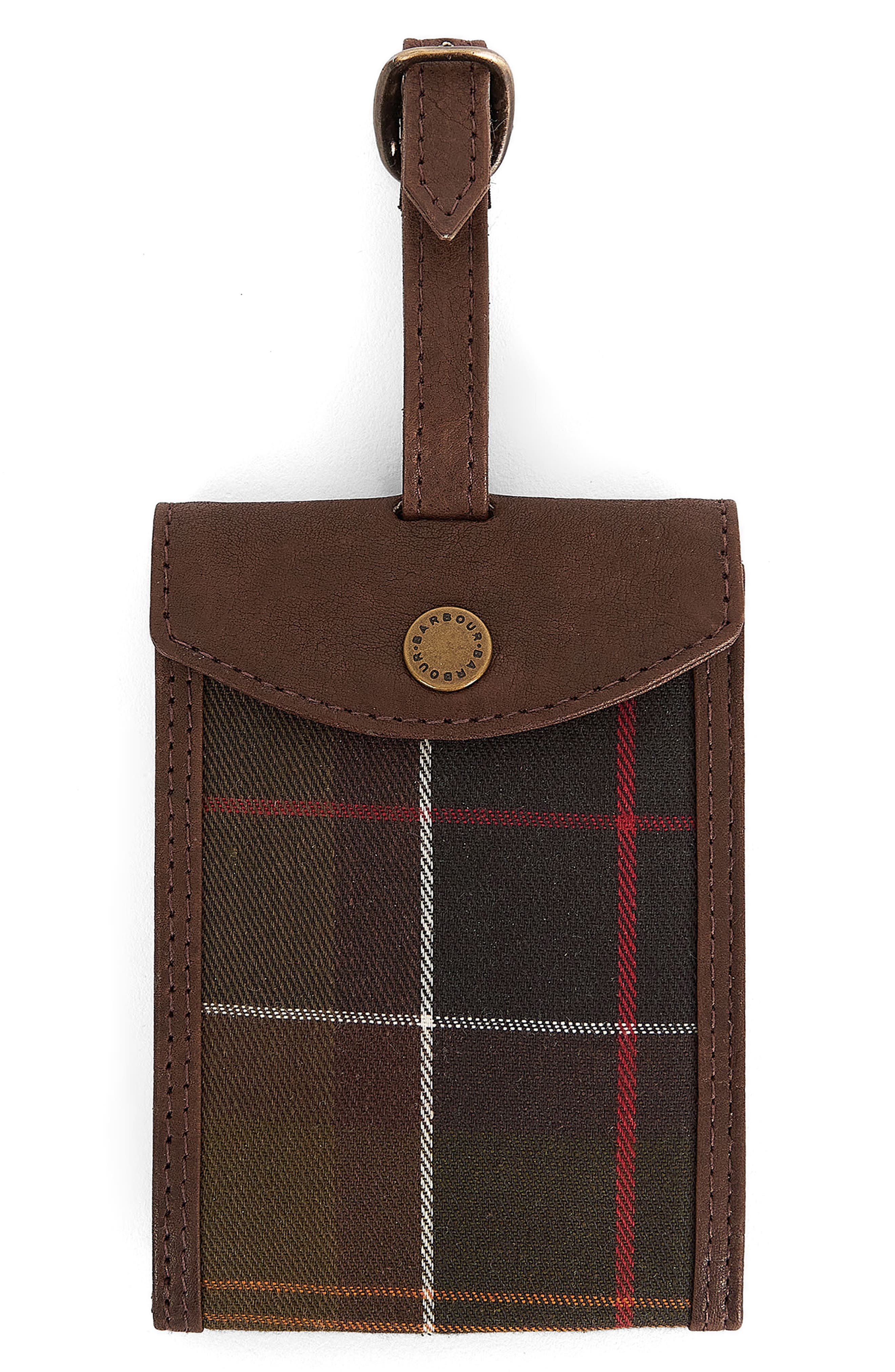 Barbour Tartan Passport Case & Luggage Tag, Alternate, color, 
