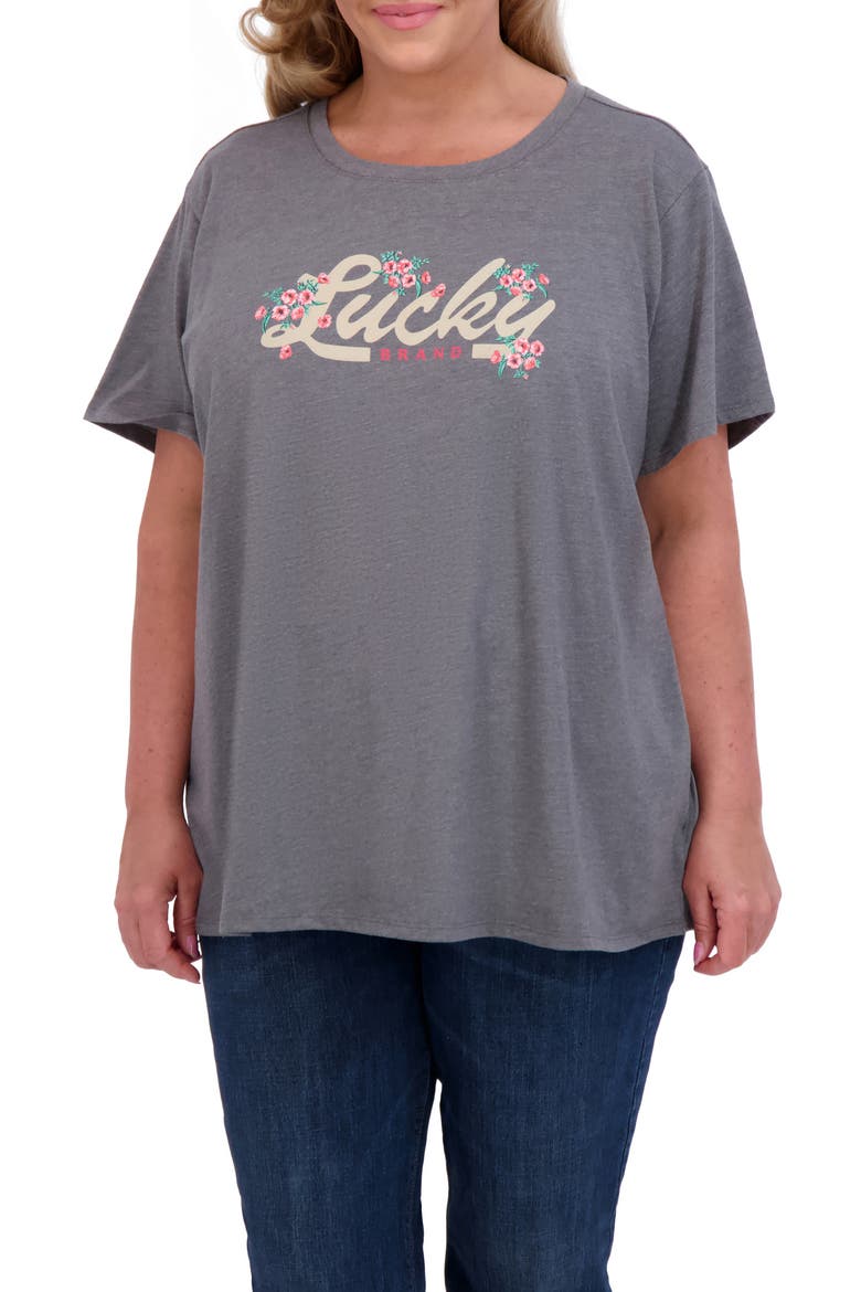 Floral Logo Graphic T-Shirt, Main, color, IRON ORE