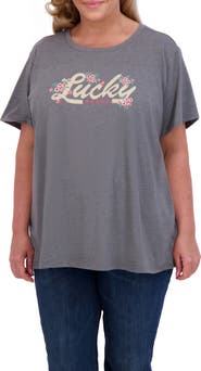Lucky Brand Floral Logo Graphic T-Shirt