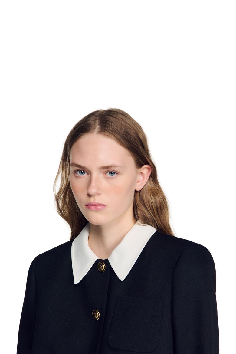 Jacket with contrast collar, Alternate, color, Black