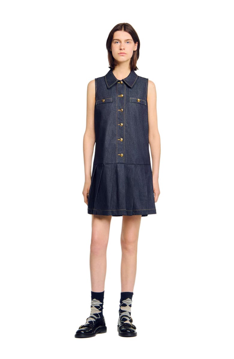 SANDRO Short denim dress, Main, color, Deep Blue
