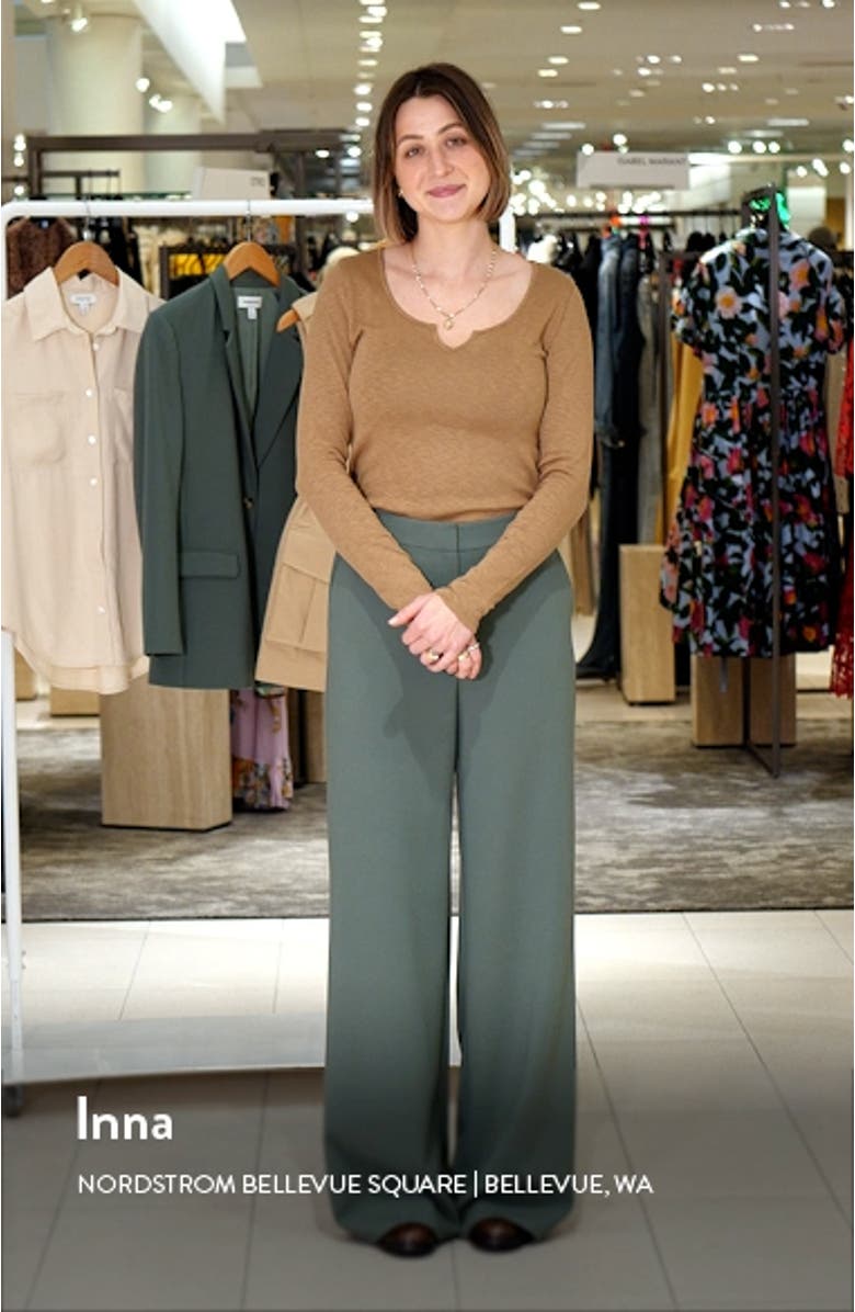 Flat Front Wide Leg Pants, sales video thumbnail