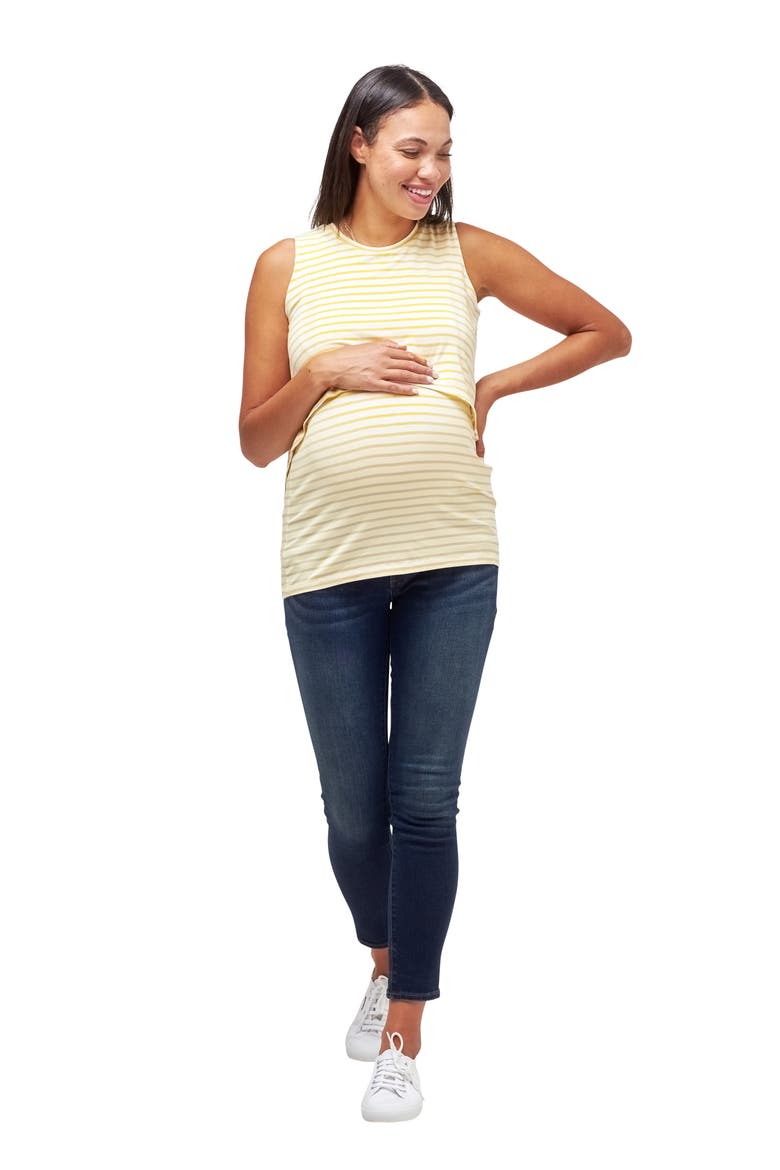 Sophia Maternity/Nursing Tank Top, Alternate, color, WHITE/ MARIGOLD STRIPE