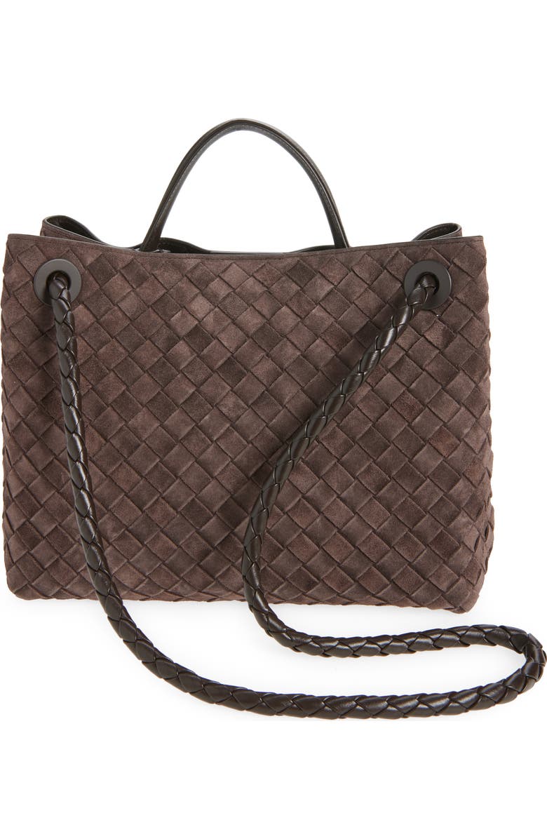 Bottega Veneta Medium Andiamo Intrecciato Suede Shoulder Bag, Alternate, color, 2272 Fondant-M Brass-Fond
