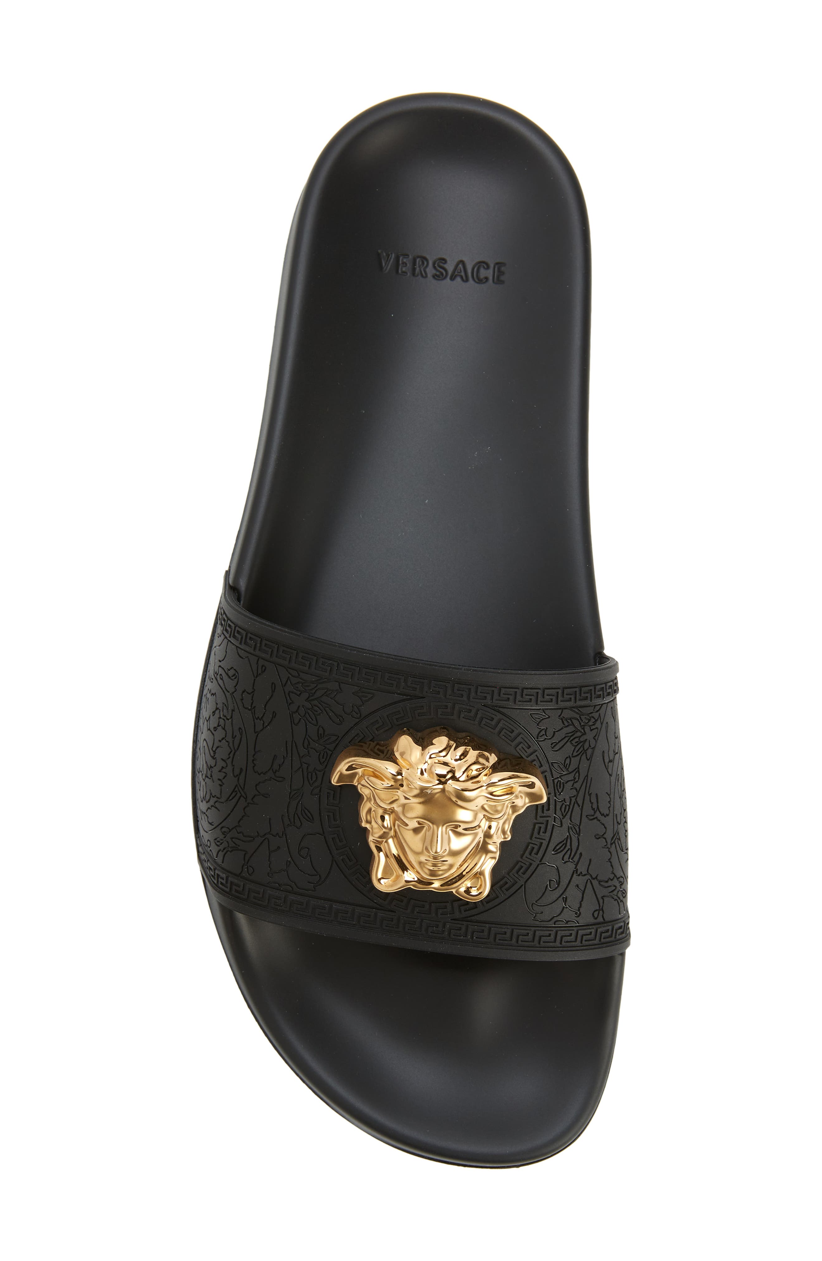 Versace Medusa Slide Sandal, Alternate, color, 
