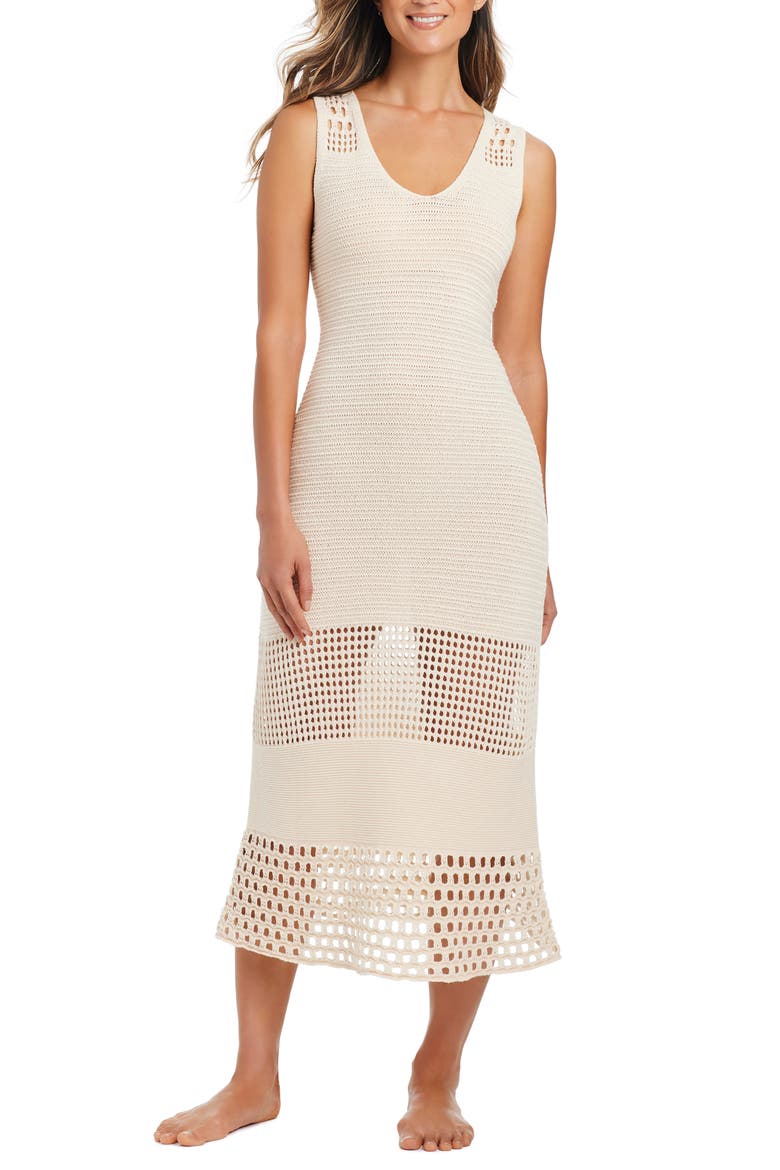 Cover-Up Crochet Midi Dress, Main, color, NATURAL