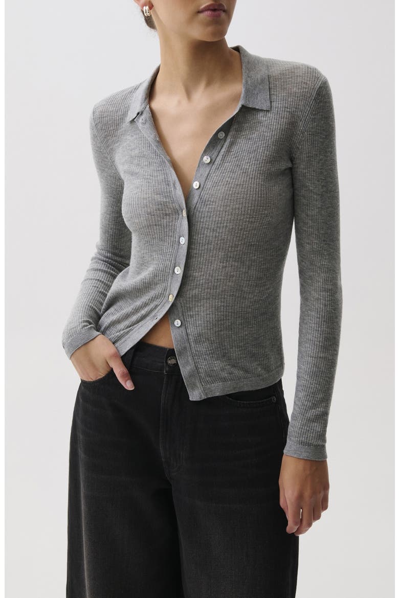 Korey Merino Wool Cardigan, Main, color, HEATHER CHARCOAL