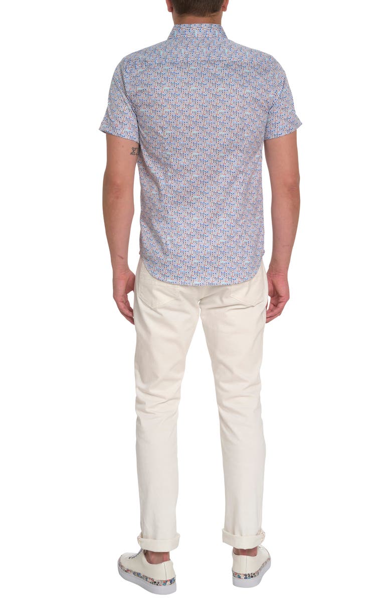 Robert Graham Overlook Glasses Print Short Sleeve Cotton Button-Up Shirt, Alternate, color,