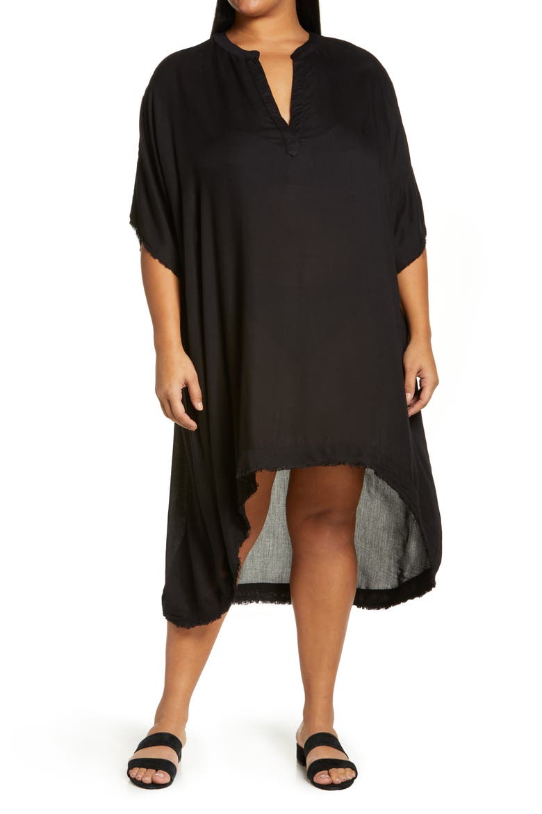 High-Low Cover-Up Dress, Main, color, BLACK