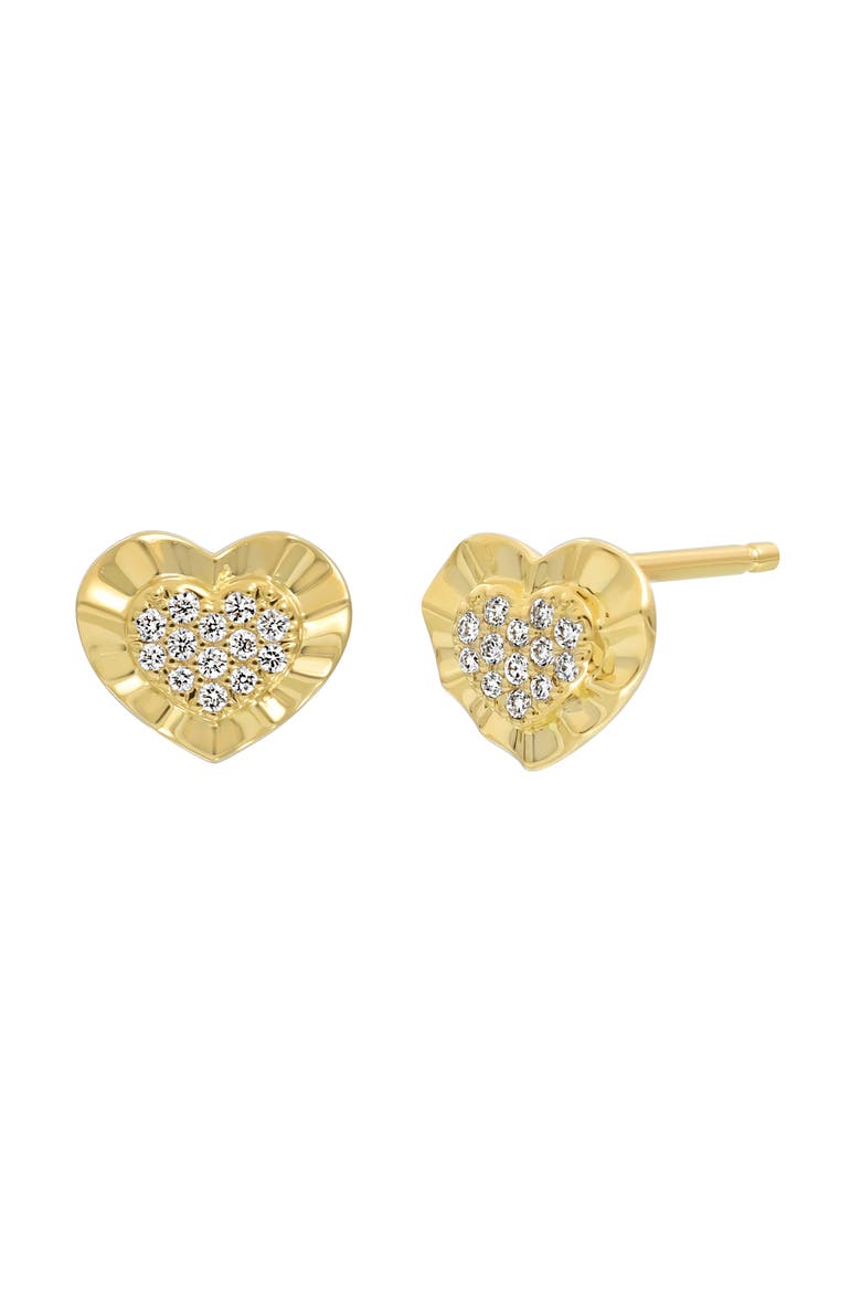 Icon Pavé Diamond Heart Stud Earrings (Nordstrom Exclusive), Main, color, 18K YELLOW GOLD